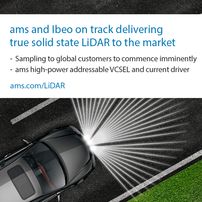 amsとIbeoがオートモーティブ市場に向けソリッドステートLiDARテクノロジーの展開を加速