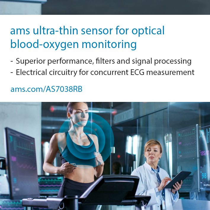 amsがイヤホン、パッチ他ウェアラブルデバイスで血中酸素を測定できる超薄型のセンサ発表