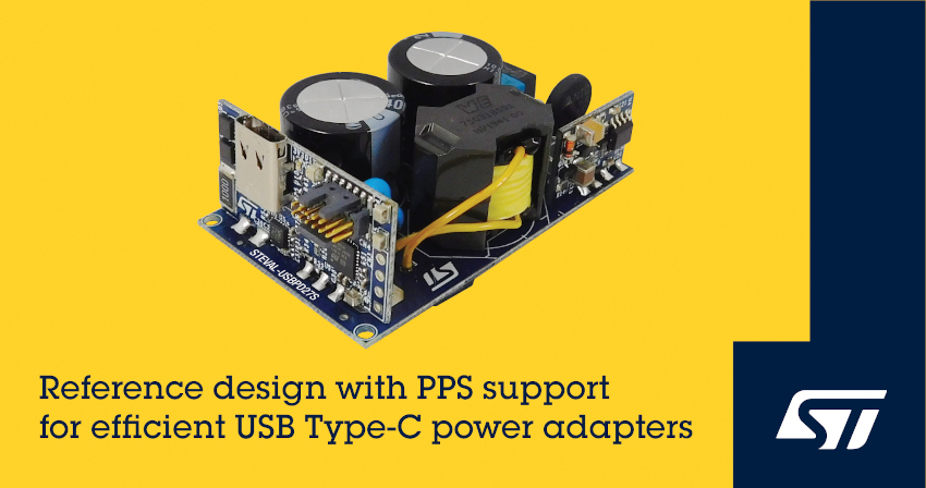STマイクロエレクトロニクスがUSB Type-C電源アダプタの設計を簡略化する高効率のUSB Power Delivery、PPSリファレンス設計を発表