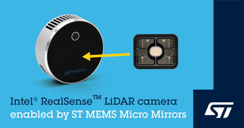 STマイクロエレクトロニクスの世界最小MEMSミラーがIntel(R) RealSense(TM) LiDAR カメラ L515に採用