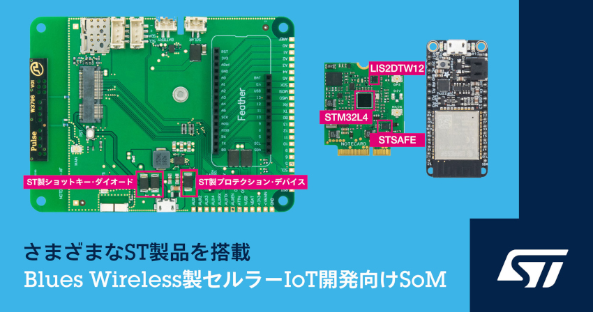 STマイクロエレクトロニクスとBlues Wirelessが組込みアプリケーションへのセルラー技術の導入促進で協力