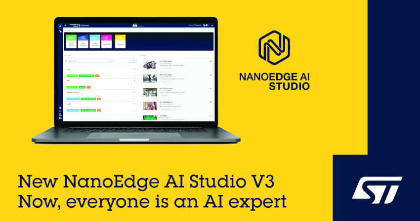 STマイクロエレクトロニクスがIoT機器と産業機器向けの機械学習ソフトウェア開発を簡略化するNanoEdge(TM) AI Studioの最新アップデートを発表