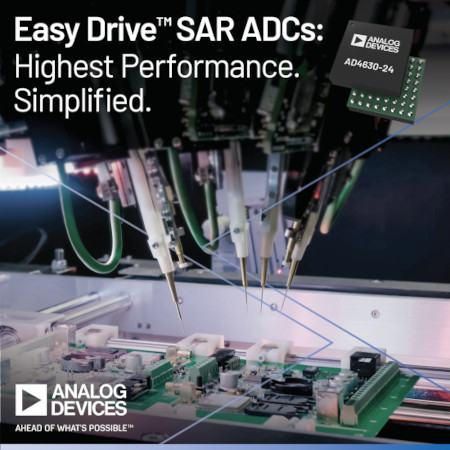 アナログ・デバイセズが業界をリードする高性能な設計を簡素化する新Easy Drive™ SAR ADCを発表