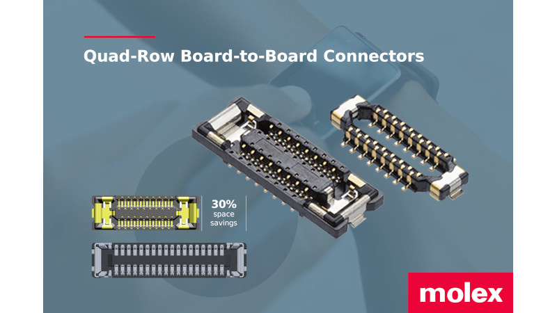 モレックスが画期的な基板対基板用Quad-Rowコネクターを販売開始、省スペース接続の新標準を確立