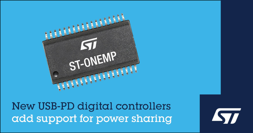STマイクロエレクトロニクスが高効率な2ポートUSB PDアダプタ設計を簡略化するデジタル電源制御IC「ST-ONEMP」発表