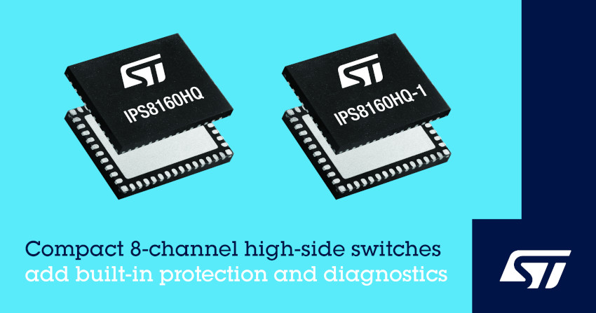 STマイクロエレクトロニクスが保護機能と診断機能を搭載した8チャネルの小型ハイサイド･スイッチを発表